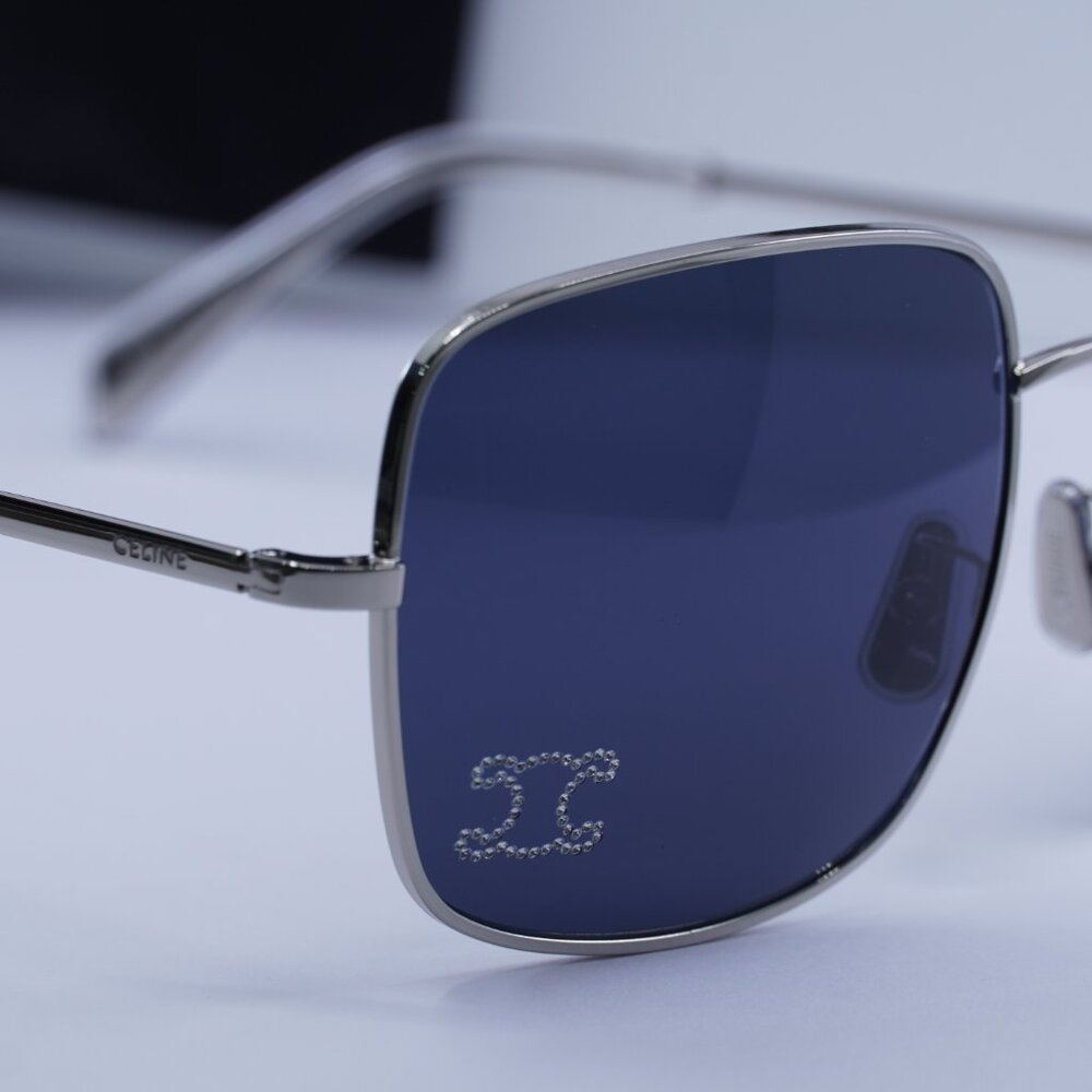 Celine CL40284U 16V Square Sunglasses–Palladium/Blue - Picture 2 of 12